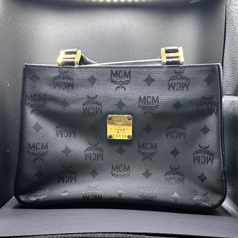 MCM Munchen Designed by‎ Michael Cromer Canvas Bag with Leather Handles - EUC - Picture 1 of 10